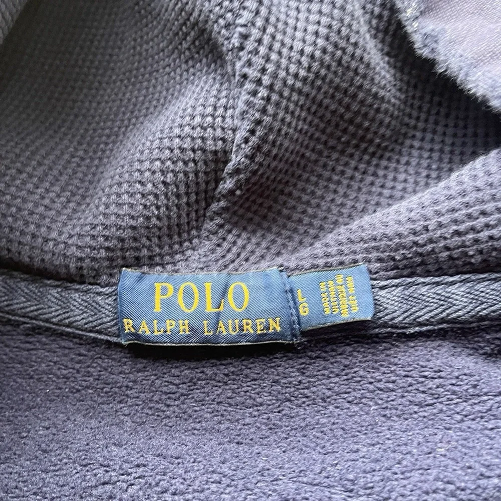 Polo Ralph Lauren Men's‎ Signature Navy Blue Fleece Hoodie Zip-Up Jacket Size L